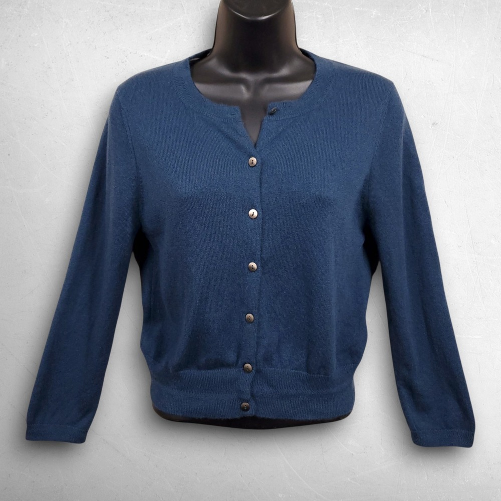 Boden 100% Cashmere Button Cardigan Women S Blue Classic Minimalist Chic Luxury